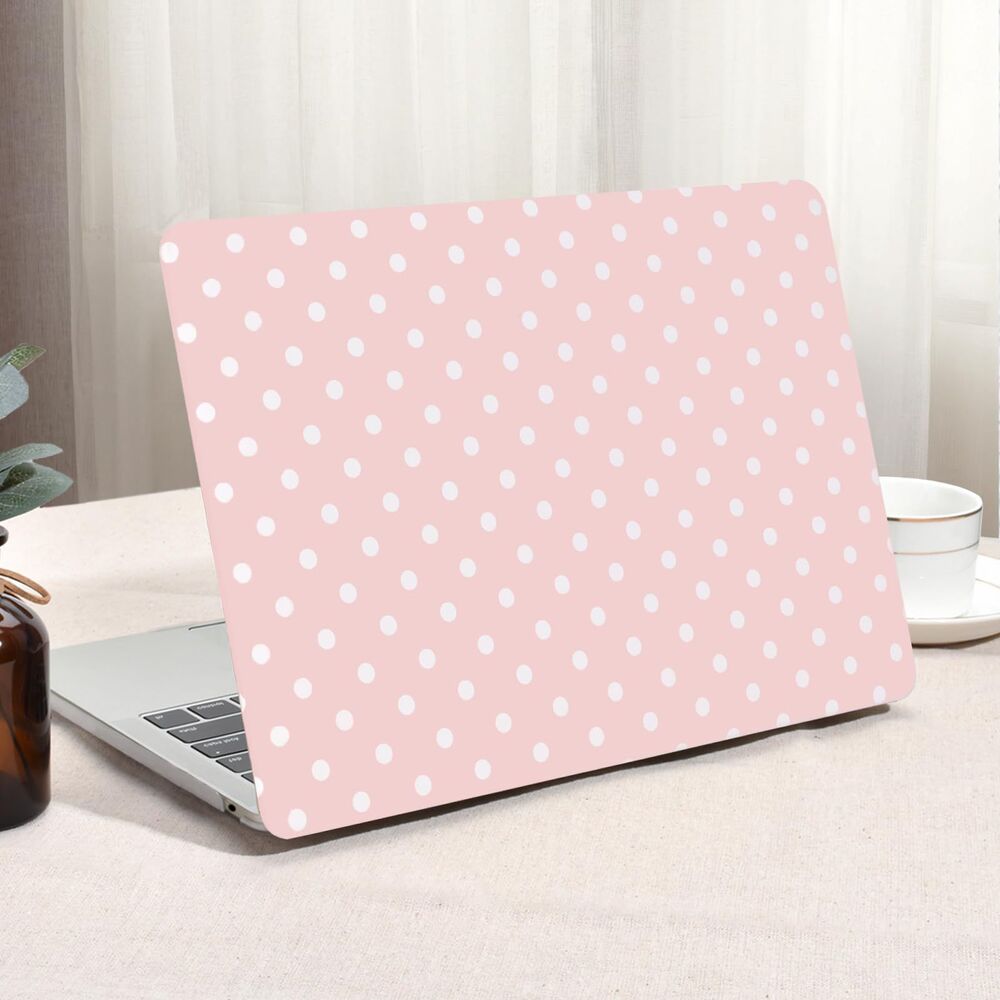 Compatible with MacBook Air 13 Inch Case (Pink with White Polka Dots)